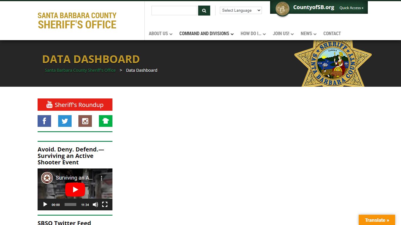 Data Dashboard – Santa Barbara County Sheriff's Office