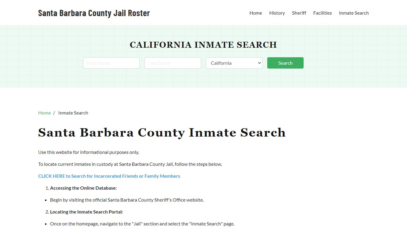 Santa Barbara County, CA Detainee Lookup