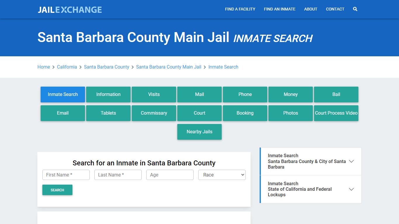 Santa Barbara County Main Jail Inmate Search - Jail Exchange